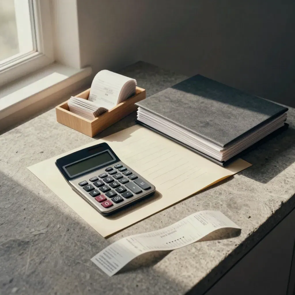 Allowance paperwork tools on a moody admin corner, ready for a new carer claim.